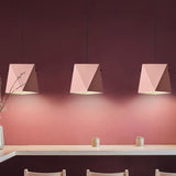 Geometric Shade Down Lighting Pendant Macaron Iron 1 Bulb Dining Room Ceiling Light in Pink/Black/Blue Clearhalo 'Ceiling Lights' 'Pendant Lights' 'Pendants' Lighting' 1909956