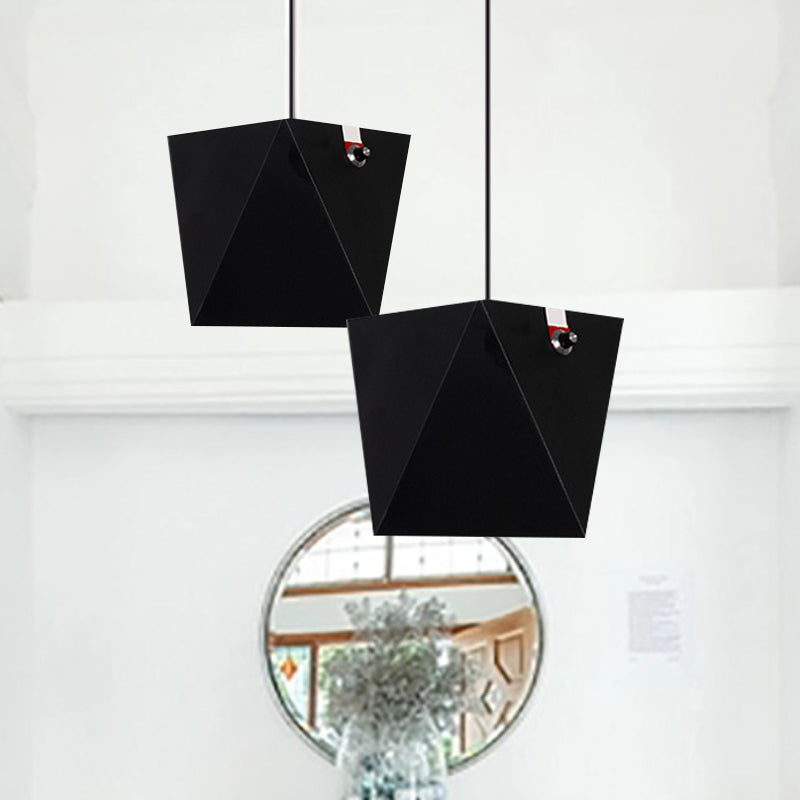 Metallic Trapezoid Hanging Light Fixture Nordic Black/White LED Pendant Lighting in Warm/White Light Clearhalo 'Ceiling Lights' 'Pendant Lights' 'Pendants' Lighting' 1909966