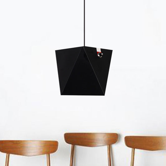 Metallic Trapezoid Hanging Light Fixture Nordic Black/White LED Pendant Lighting in Warm/White Light Clearhalo 'Ceiling Lights' 'Pendant Lights' 'Pendants' Lighting' 1909967