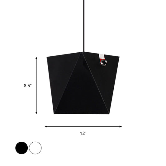 Metallic Trapezoid Hanging Light Fixture Nordic Black/White LED Pendant Lighting in Warm/White Light Clearhalo 'Ceiling Lights' 'Pendant Lights' 'Pendants' Lighting' 1909969