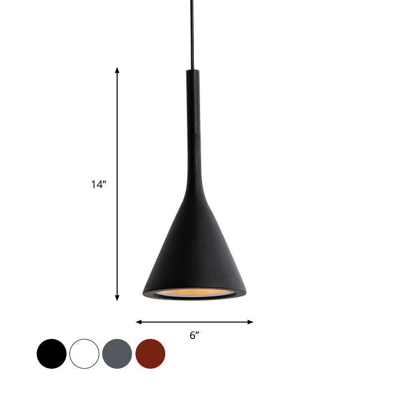 Funnel Shaped Kitchen Bar Drop Pendant Aluminum 1 Bulb Nordic Style Hanging Ceiling Light in Red/White/Black Clearhalo 'Ceiling Lights' 'Pendant Lights' 'Pendants' Lighting' 1910000