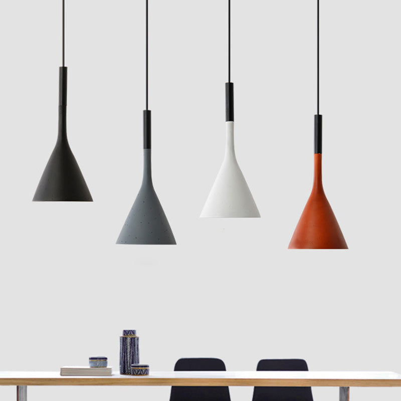 Funnel Shaped Kitchen Bar Drop Pendant Aluminum 1 Bulb Nordic Style Hanging Ceiling Light in Red/White/Black Clearhalo 'Ceiling Lights' 'Pendant Lights' 'Pendants' Lighting' 1910001