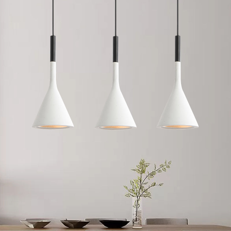 Funnel Shaped Kitchen Bar Drop Pendant Aluminum 1 Bulb Nordic Style Hanging Ceiling Light in Red/White/Black Clearhalo 'Ceiling Lights' 'Pendant Lights' 'Pendants' Lighting' 1910002