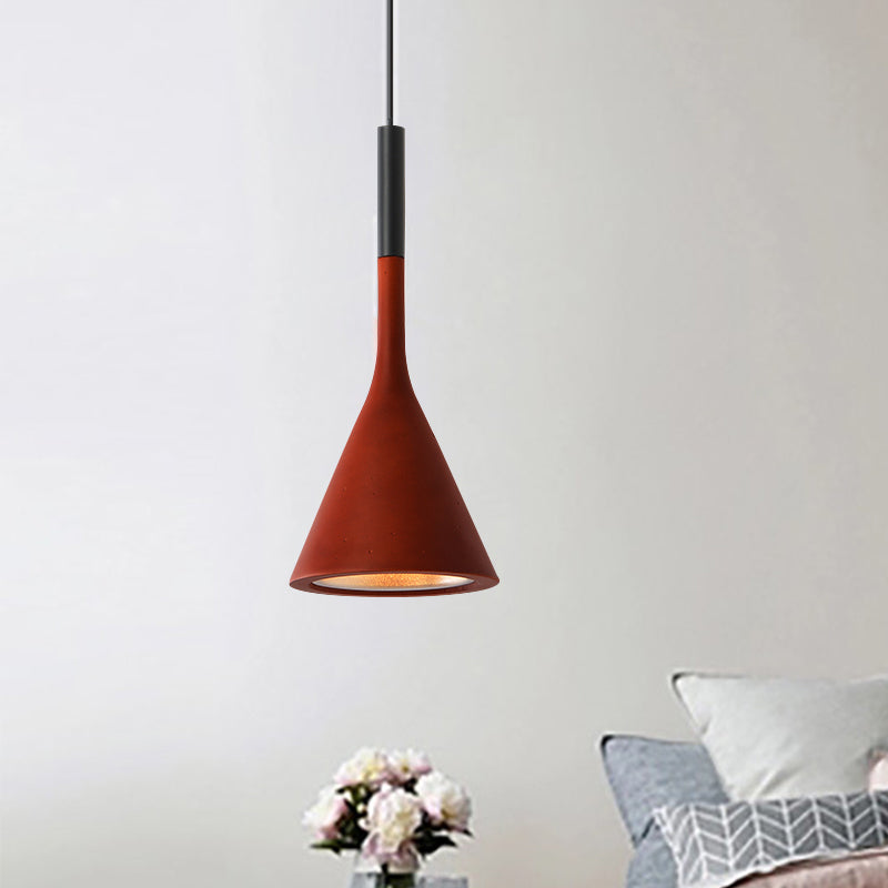 Funnel Shaped Kitchen Bar Drop Pendant Aluminum 1 Bulb Nordic Style Hanging Ceiling Light in Red/White/Black Clearhalo 'Ceiling Lights' 'Pendant Lights' 'Pendants' Lighting' 1910010