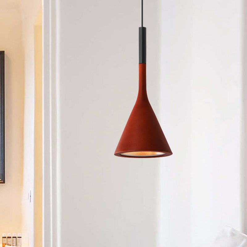 Funnel Shaped Kitchen Bar Drop Pendant Aluminum 1 Bulb Nordic Style Hanging Ceiling Light in Red/White/Black Clearhalo 'Ceiling Lights' 'Pendant Lights' 'Pendants' Lighting' 1910011