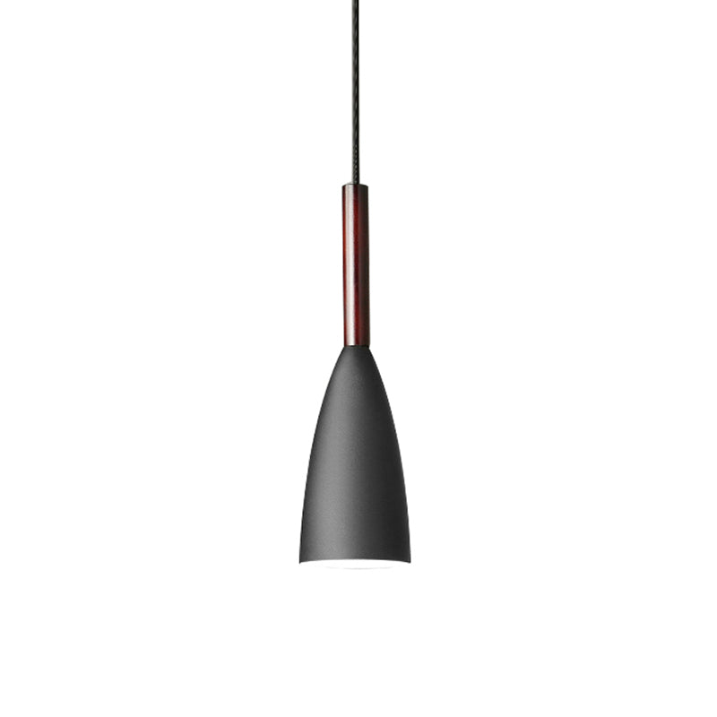 Elongated Dome Ceiling Suspension Lamp Nordic Metal 1 Head Black/White/Grey Pendant Lamp for Dining Room Clearhalo 'Ceiling Lights' 'Pendant Lights' 'Pendants' Lighting' 1910015