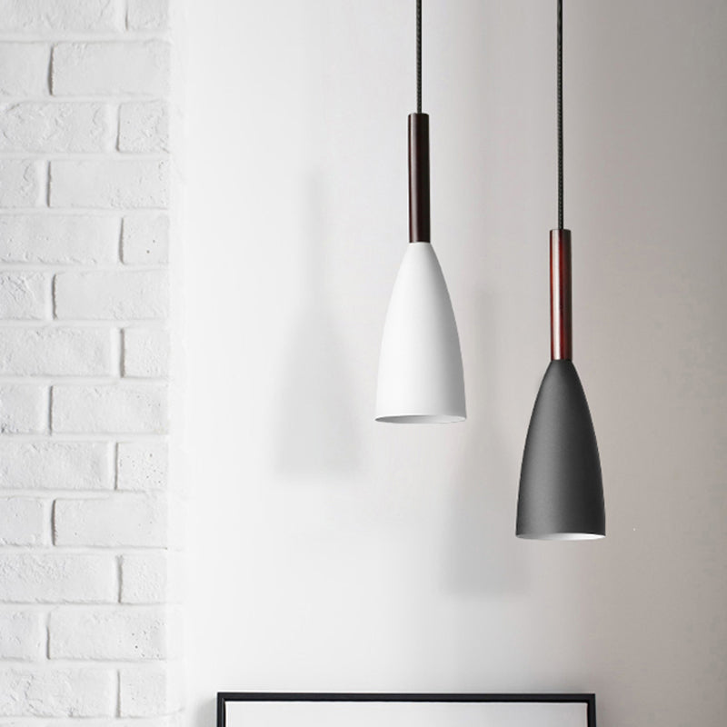 Elongated Dome Ceiling Suspension Lamp Nordic Metal 1 Head Black/White/Grey Pendant Lamp for Dining Room White Clearhalo 'Ceiling Lights' 'Pendant Lights' 'Pendants' Lighting' 1910017_c355a182-846d-4fe2-8fd1-54d05fc71775