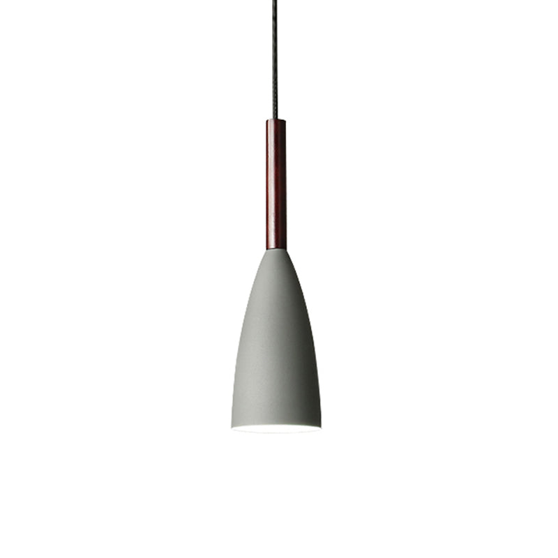 Elongated Dome Ceiling Suspension Lamp Nordic Metal 1 Head Black/White/Grey Pendant Lamp for Dining Room Grey Clearhalo 'Ceiling Lights' 'Pendant Lights' 'Pendants' Lighting' 1910020_19c7431e-e5a0-4c4d-b191-4ad86206f3d2