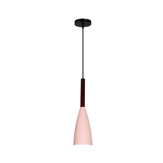 Grey/White/Pink Tapered Pendant Lighting Macaron Single Iron Hanging Light Fixture over Table Clearhalo 'Ceiling Lights' 'Pendant Lights' 'Pendants' Lighting' 1910029