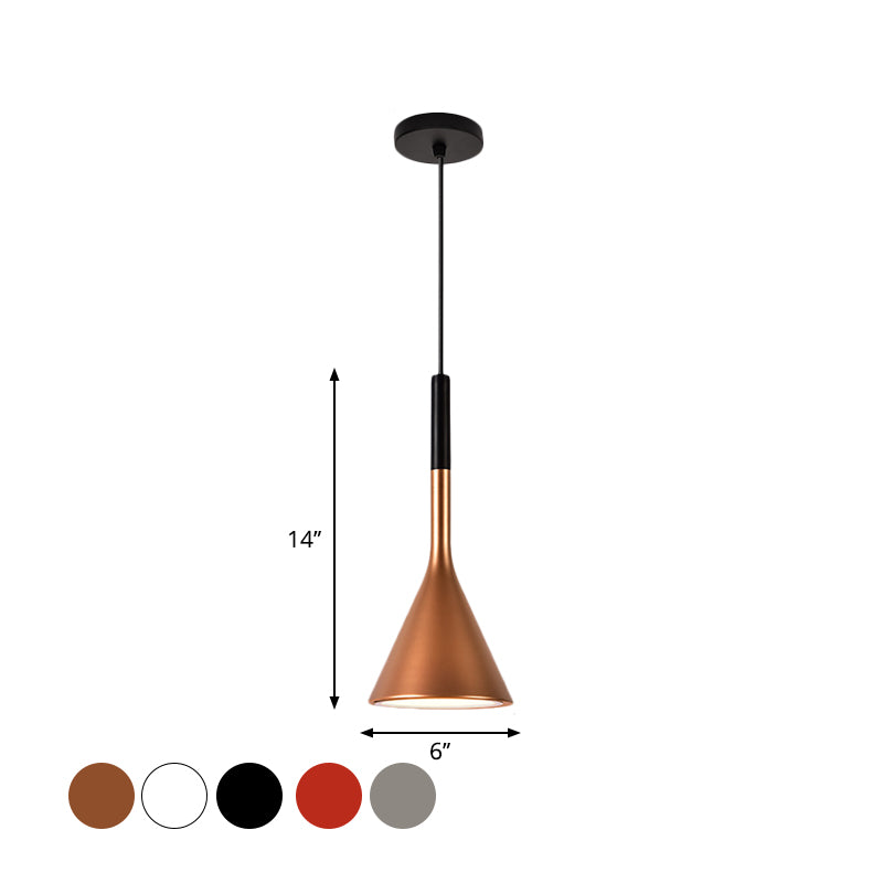 Trumpet Metallic Hanging Lamp Nordic Style 1 Bulb Red/White/Black Finish Down Lighting Pendant Clearhalo 'Ceiling Lights' 'Pendant Lights' 'Pendants' Lighting' 1910038