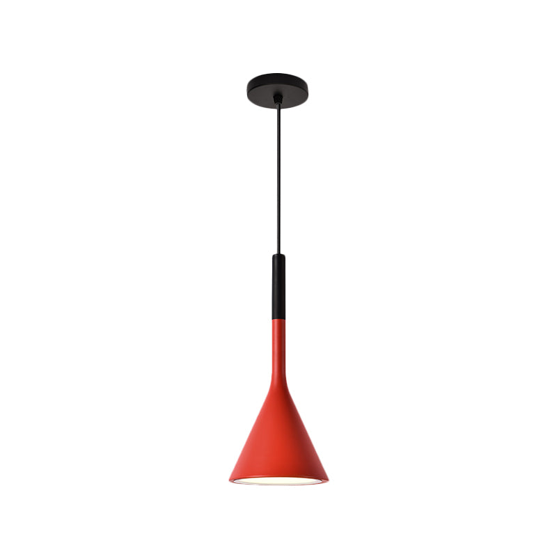 Trumpet Metallic Hanging Lamp Nordic Style 1 Bulb Red/White/Black Finish Down Lighting Pendant Clearhalo 'Ceiling Lights' 'Pendant Lights' 'Pendants' Lighting' 1910042