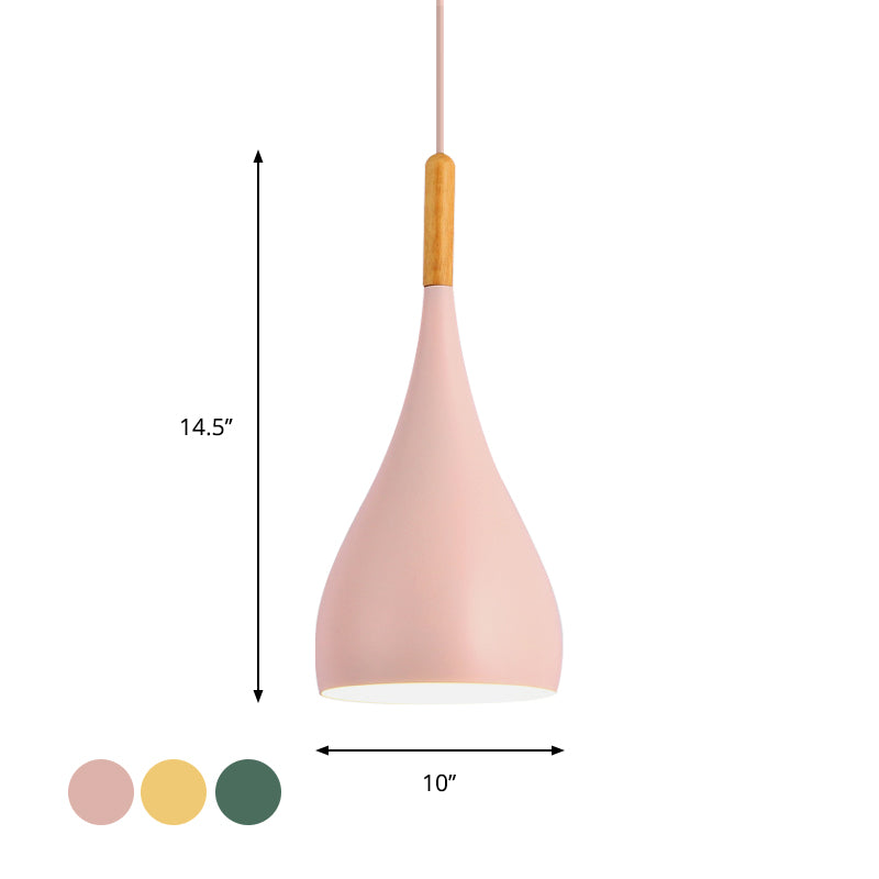 Macaron Raindrop Ceiling Pendant Light Aluminum 1 Light Dining Room Hanging Lamp Kit in Grey/Red/Blue Clearhalo 'Ceiling Lights' 'Pendant Lights' 'Pendants' Lighting' 1910082