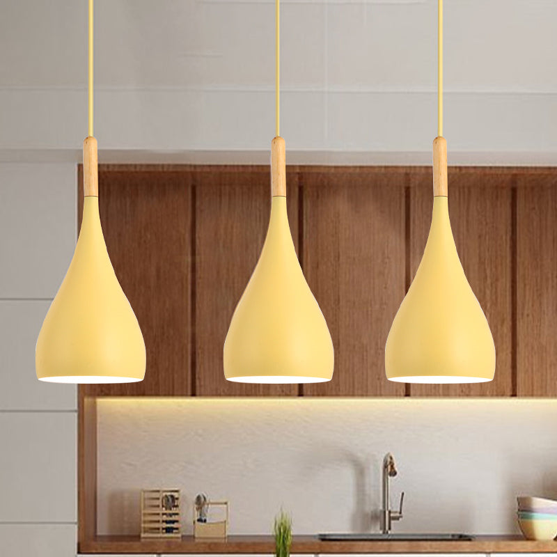 Macaron Raindrop Ceiling Pendant Light Aluminum 1 Light Dining Room Hanging Lamp Kit in Grey/Red/Blue Yellow Clearhalo 'Ceiling Lights' 'Pendant Lights' 'Pendants' Lighting' 1910083_19f5ac27-4da0-4a48-acae-77da26be1efa