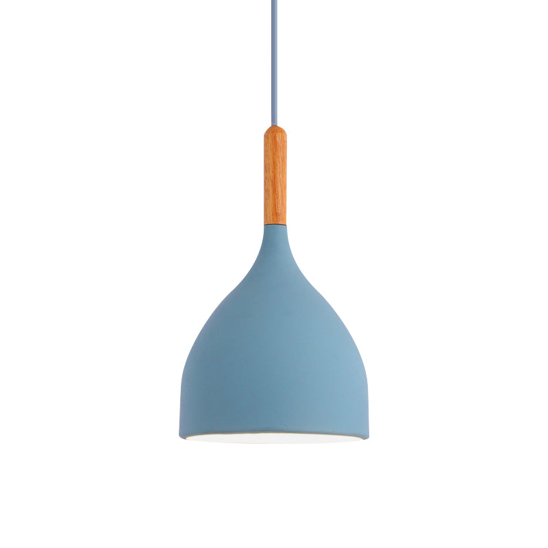 Macaron Raindrop Ceiling Pendant Light Aluminum 1 Light Dining Room Hanging Lamp Kit in Grey/Red/Blue Clearhalo 'Ceiling Lights' 'Pendant Lights' 'Pendants' Lighting' 1910099