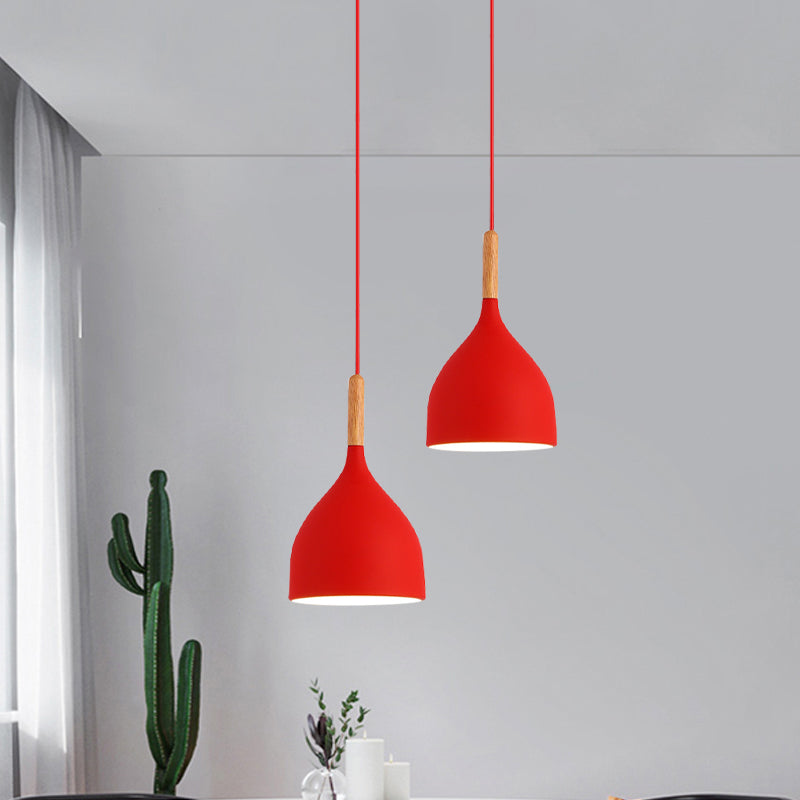 Macaron Raindrop Ceiling Pendant Light Aluminum 1 Light Dining Room Hanging Lamp Kit in Grey/Red/Blue Clearhalo 'Ceiling Lights' 'Pendant Lights' 'Pendants' Lighting' 1910101