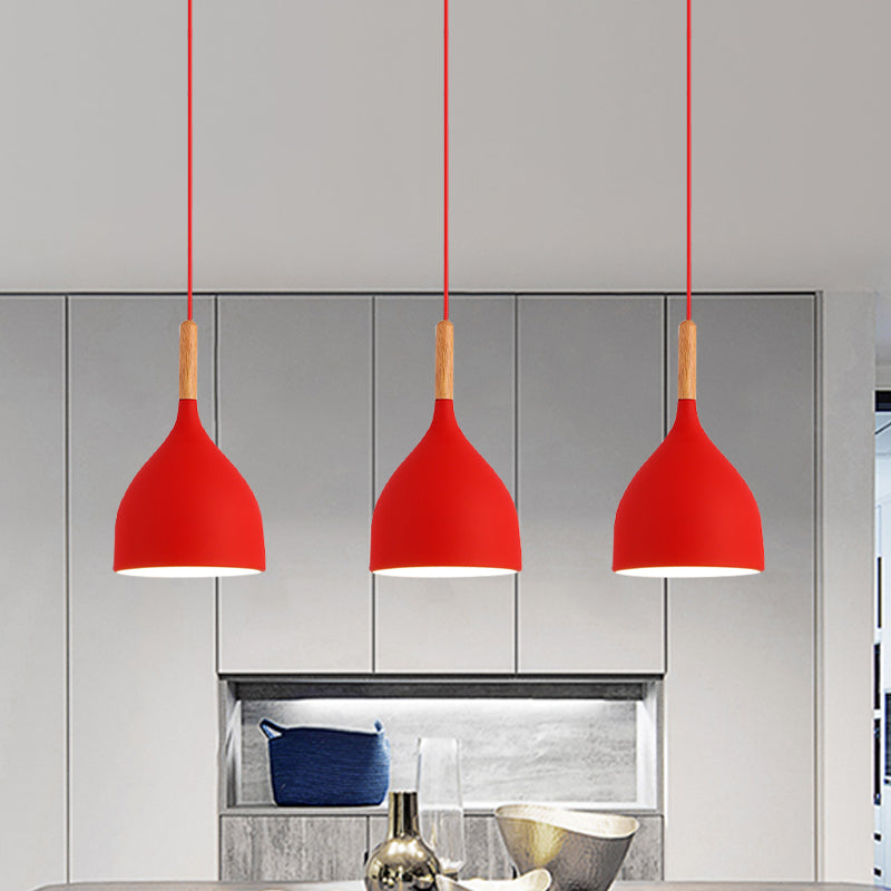 Macaron Raindrop Ceiling Pendant Light Aluminum 1 Light Dining Room Hanging Lamp Kit in Grey/Red/Blue Clearhalo 'Ceiling Lights' 'Pendant Lights' 'Pendants' Lighting' 1910102