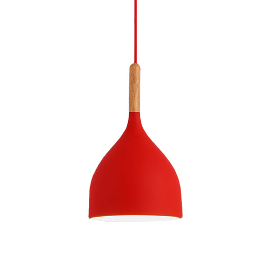 Macaron Raindrop Ceiling Pendant Light Aluminum 1 Light Dining Room Hanging Lamp Kit in Grey/Red/Blue Clearhalo 'Ceiling Lights' 'Pendant Lights' 'Pendants' Lighting' 1910103