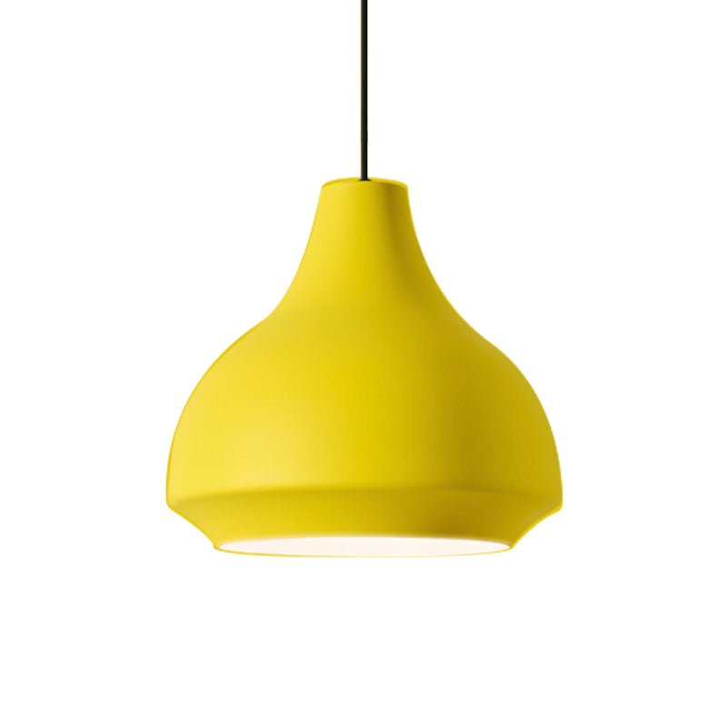 Single-Bulb Cafe Pendant Light Fixture Macaron Grey/Yellow/Orange Hanging Lamp with Vase Aluminum Shade Clearhalo 'Ceiling Lights' 'Pendant Lights' 'Pendants' Lighting' 1910131