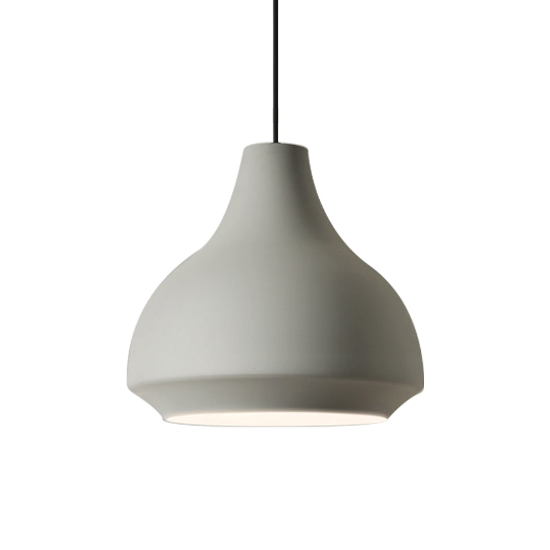 Single-Bulb Cafe Pendant Light Fixture Macaron Grey/Yellow/Orange Hanging Lamp with Vase Aluminum Shade Clearhalo 'Ceiling Lights' 'Pendant Lights' 'Pendants' Lighting' 1910133