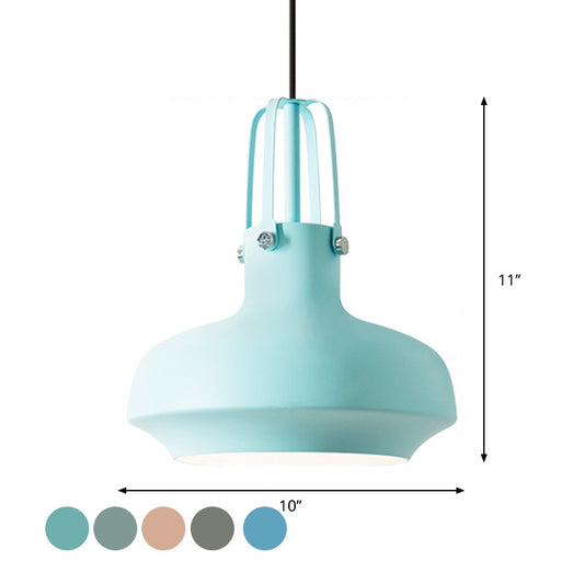 Macaron Pot Pendant Ceiling Lamp Aluminum 1 Head Restaurant Down Lighting with Gripper in Pink/Blue/Grey Clearhalo 'Ceiling Lights' 'Pendant Lights' 'Pendants' Lighting' 1910138