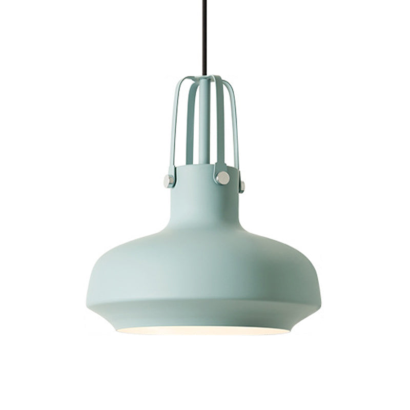 Macaron Pot Pendant Ceiling Lamp Aluminum 1 Head Restaurant Down Lighting with Gripper in Pink/Blue/Grey Clearhalo 'Ceiling Lights' 'Pendant Lights' 'Pendants' Lighting' 1910141