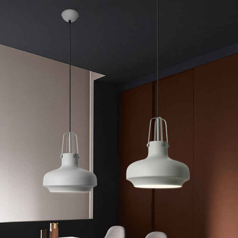 Macaron Pot Pendant Ceiling Lamp Aluminum 1 Head Restaurant Down Lighting with Gripper in Pink/Blue/Grey Clearhalo 'Ceiling Lights' 'Pendant Lights' 'Pendants' Lighting' 1910148