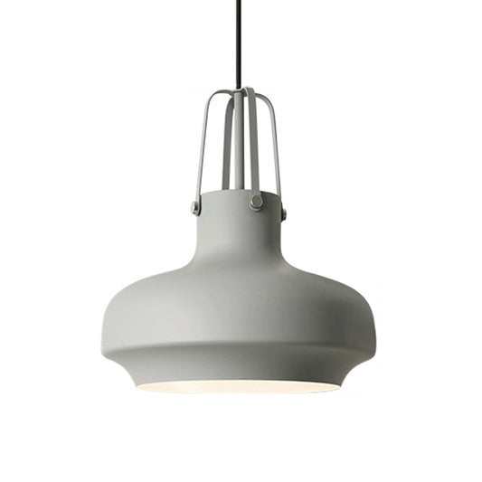 Macaron Pot Pendant Ceiling Lamp Aluminum 1 Head Restaurant Down Lighting with Gripper in Pink/Blue/Grey Clearhalo 'Ceiling Lights' 'Pendant Lights' 'Pendants' Lighting' 1910149