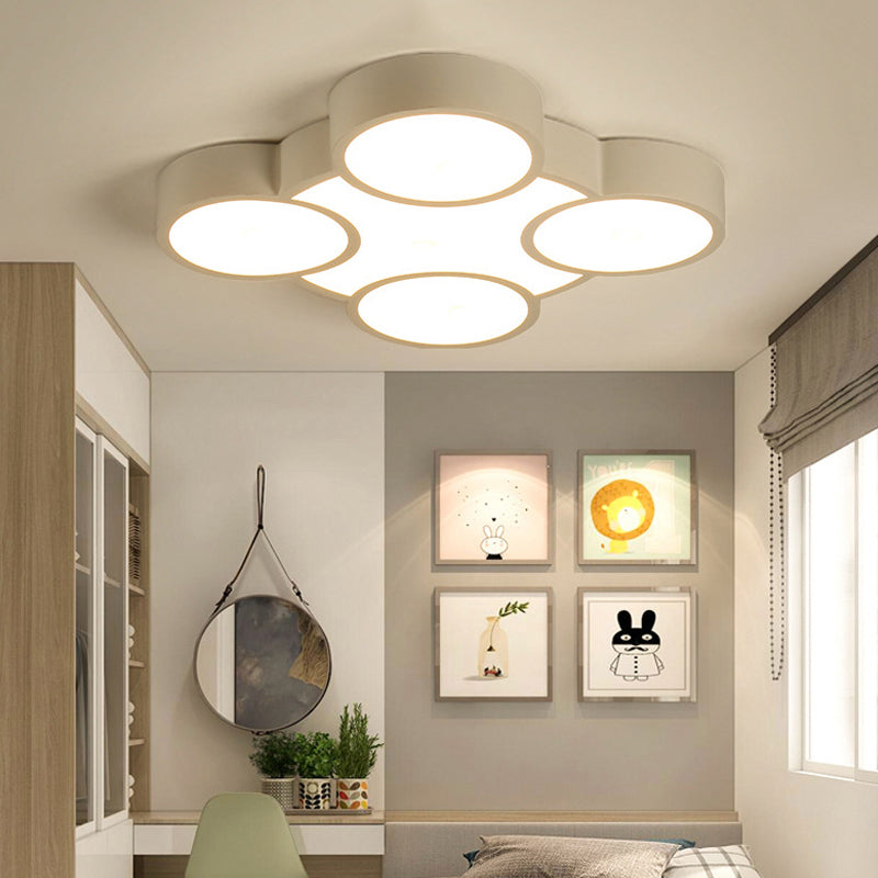 Rings LED Flush Mount Light Simple Style Acrylic Ceiling Lamp in White for Kindergarten 4 White Clearhalo 'Ceiling Lights' 'Close To Ceiling Lights' 'Close to ceiling' 'Flush mount' Lighting' 191016