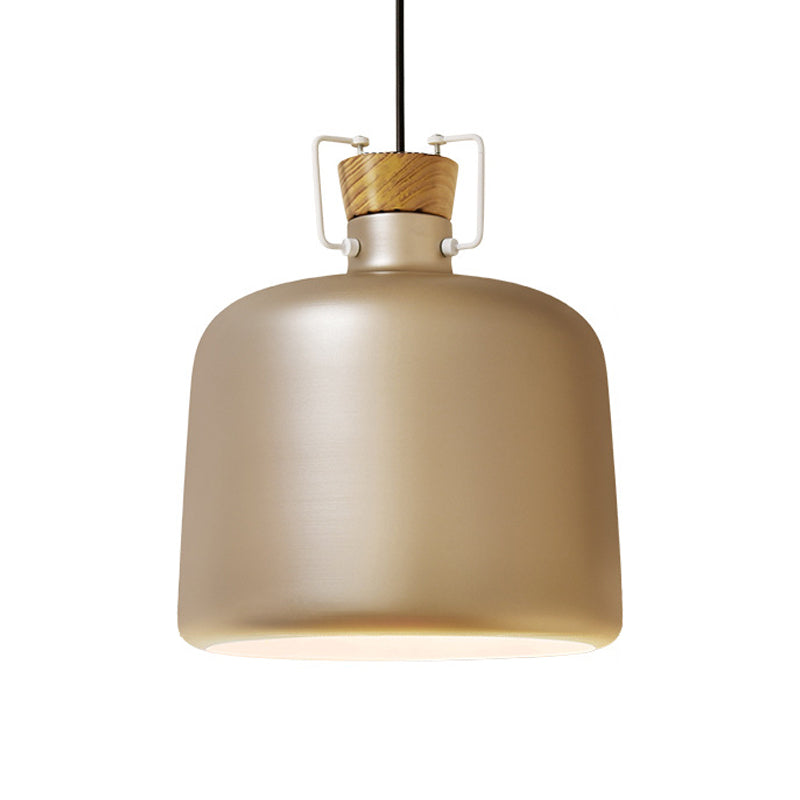 Wine Jar Shaped Down Lighting Macaron Aluminum 1-Light Open Kitchen Pendant Lamp in Blue/Gold/Brown with Wood Cork Clearhalo 'Ceiling Lights' 'Pendant Lights' 'Pendants' Lighting' 1910178