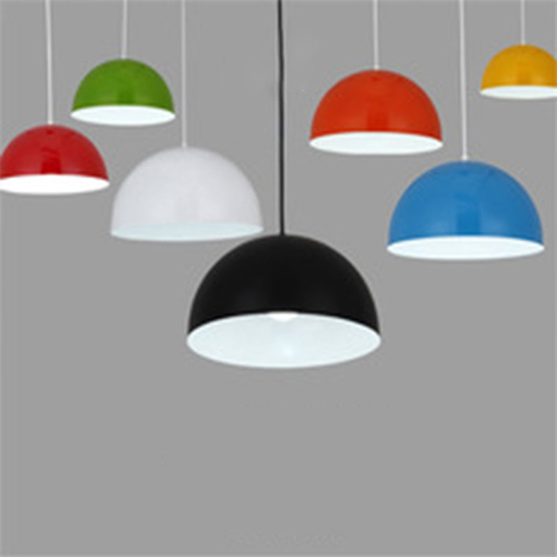 Aluminum Dome Commercial Pendant Lighting Macaron 1 Head Red/Blue/Black Ceiling Hang Light for Bedroom Clearhalo 'Ceiling Lights' 'Pendant Lights' 'Pendants' Lighting' 1910183