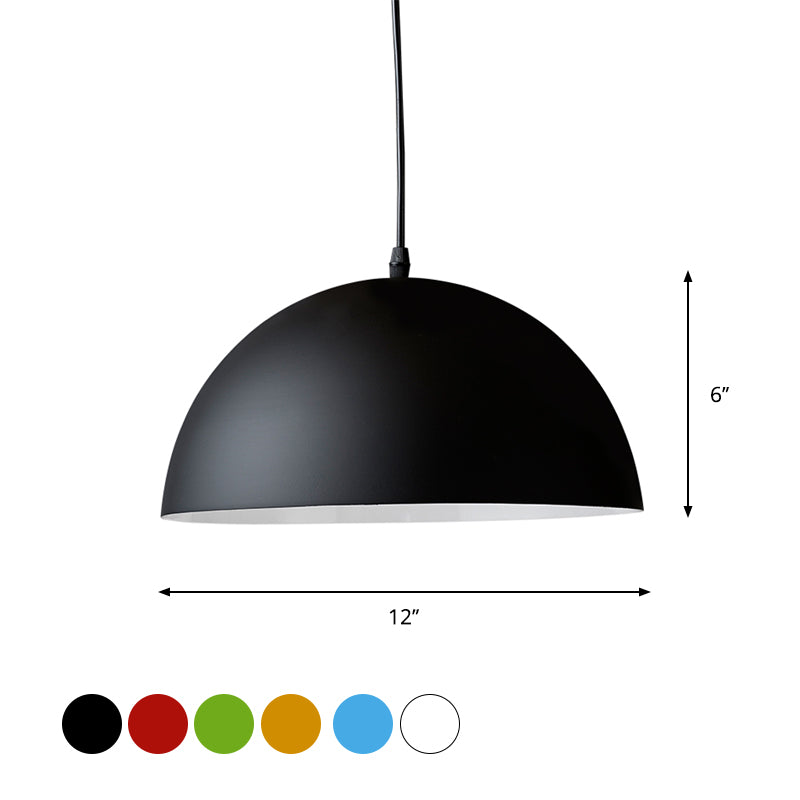 Aluminum Dome Commercial Pendant Lighting Macaron 1 Head Red/Blue/Black Ceiling Hang Light for Bedroom Clearhalo 'Ceiling Lights' 'Pendant Lights' 'Pendants' Lighting' 1910187