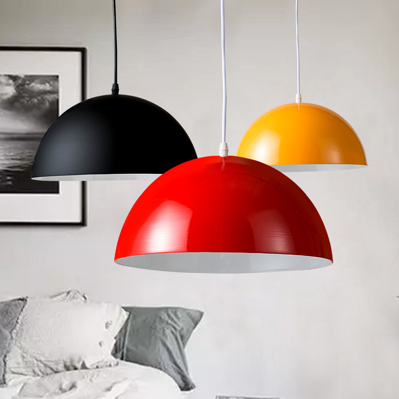 Aluminum Dome Commercial Pendant Lighting Macaron 1 Head Red/Blue/Black Ceiling Hang Light for Bedroom Clearhalo 'Ceiling Lights' 'Pendant Lights' 'Pendants' Lighting' 1910188