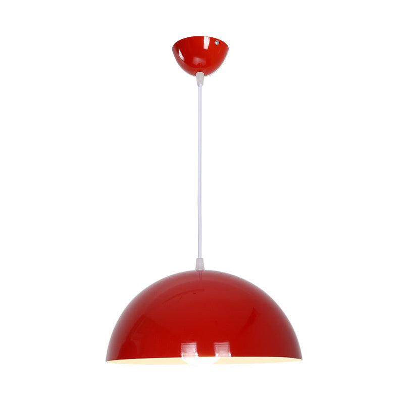 Aluminum Dome Commercial Pendant Lighting Macaron 1 Head Red/Blue/Black Ceiling Hang Light for Bedroom Clearhalo 'Ceiling Lights' 'Pendant Lights' 'Pendants' Lighting' 1910189