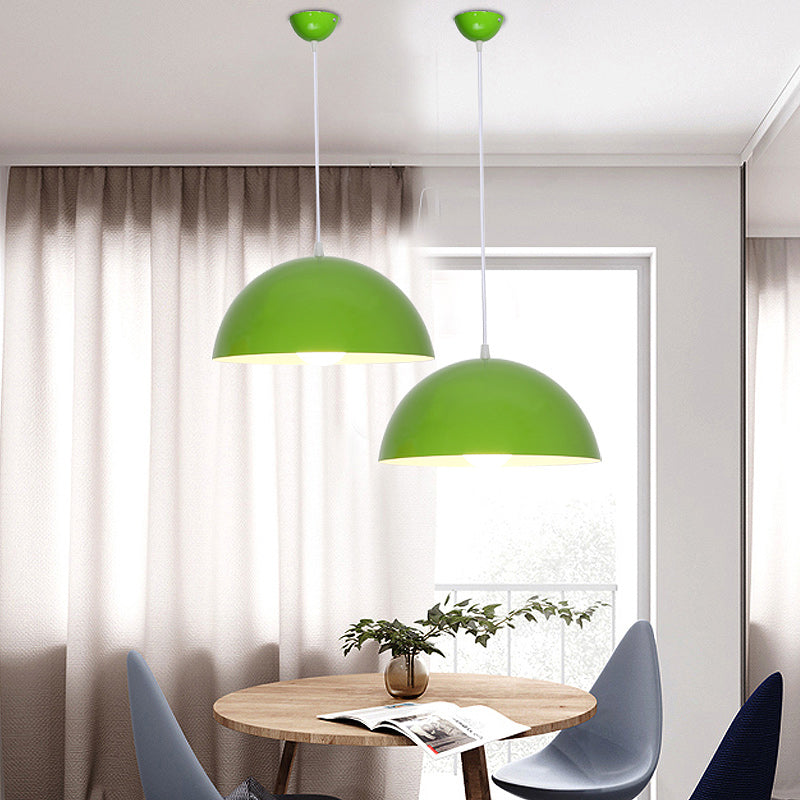 Aluminum Dome Commercial Pendant Lighting Macaron 1 Head Red/Blue/Black Ceiling Hang Light for Bedroom Clearhalo 'Ceiling Lights' 'Pendant Lights' 'Pendants' Lighting' 1910190