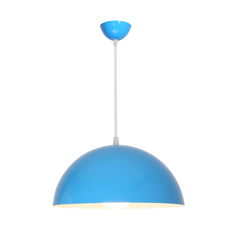 Aluminum Dome Commercial Pendant Lighting Macaron 1 Head Red/Blue/Black Ceiling Hang Light for Bedroom Clearhalo 'Ceiling Lights' 'Pendant Lights' 'Pendants' Lighting' 1910192