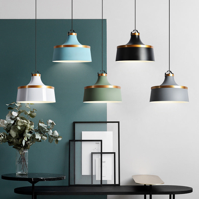 Aluminum Barn Pendant Light Kit Nordic Single-Bulb Hanging Ceiling Light in Black/Blue/Grey Clearhalo 'Ceiling Lights' 'Pendant Lights' 'Pendants' Lighting' 1910208