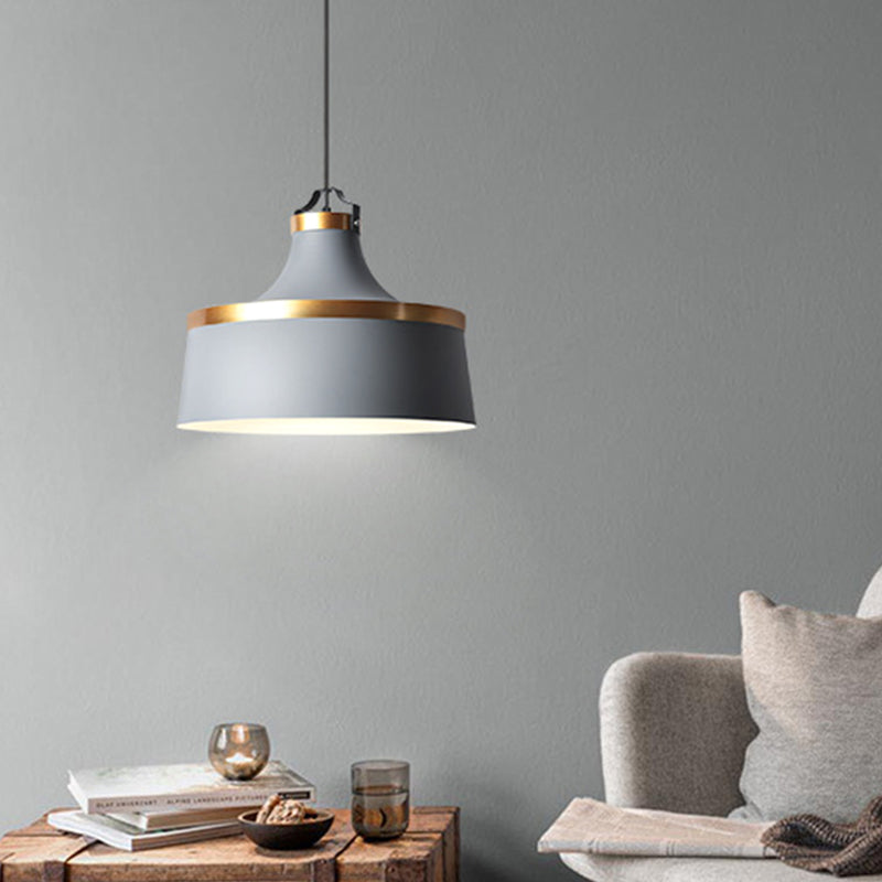 Aluminum Barn Pendant Light Kit Nordic Single-Bulb Hanging Ceiling Light in Black/Blue/Grey Clearhalo 'Ceiling Lights' 'Pendant Lights' 'Pendants' Lighting' 1910213