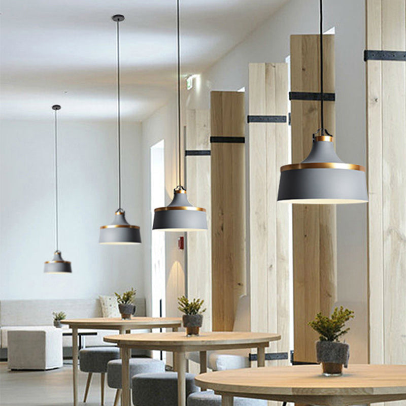 Aluminum Barn Pendant Light Kit Nordic Single-Bulb Hanging Ceiling Light in Black/Blue/Grey Clearhalo 'Ceiling Lights' 'Pendant Lights' 'Pendants' Lighting' 1910214