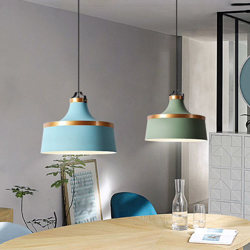 Aluminum Barn Pendant Light Kit Nordic Single-Bulb Hanging Ceiling Light in Black/Blue/Grey Clearhalo 'Ceiling Lights' 'Pendant Lights' 'Pendants' Lighting' 1910216