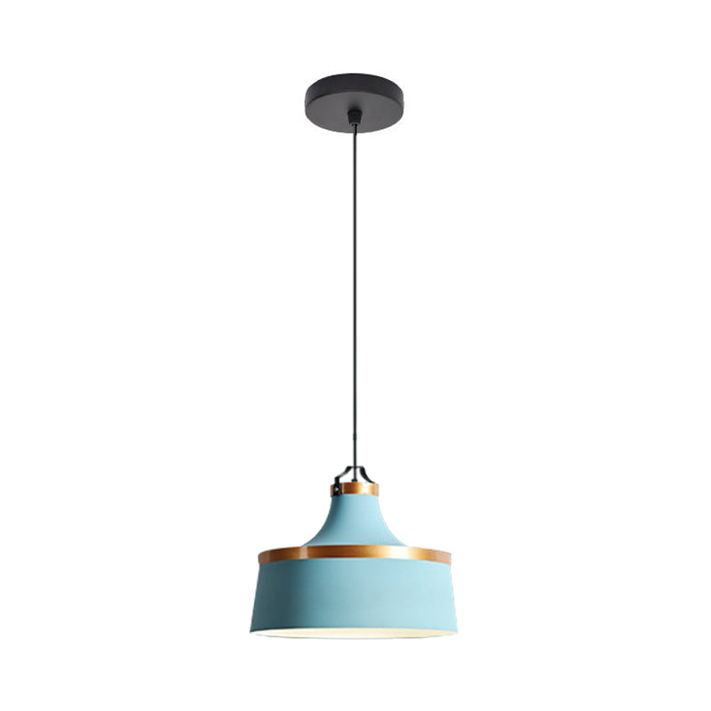 Aluminum Barn Pendant Light Kit Nordic Single-Bulb Hanging Ceiling Light in Black/Blue/Grey Clearhalo 'Ceiling Lights' 'Pendant Lights' 'Pendants' Lighting' 1910219