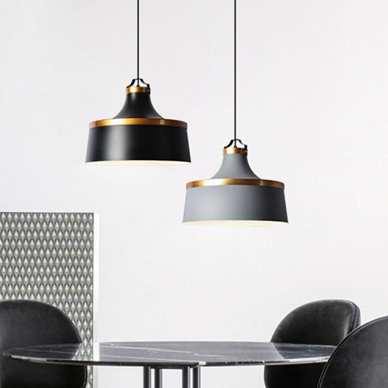 Aluminum Barn Pendant Light Kit Nordic Single-Bulb Hanging Ceiling Light in Black/Blue/Grey Clearhalo 'Ceiling Lights' 'Pendant Lights' 'Pendants' Lighting' 1910220