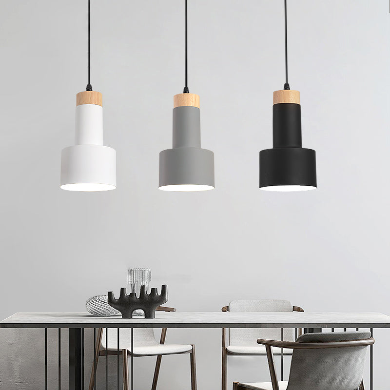 Round/Linear Hanging Pendant Light Nordic Metal 3 Heads Black/Grey/White Multi Light Ceiling Light with Torchlight/Cone Shade Clearhalo 'Ceiling Lights' 'Pendant Lights' 'Pendants' Lighting' 1910226