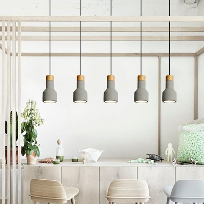 Mini Jar Shaped Cement Drop Pendant Macaron Single Green/Grey/Blue and Wood Pendulum Light for Kitchen Bar Clearhalo 'Ceiling Lights' 'Pendant Lights' 'Pendants' Lighting' 1910257