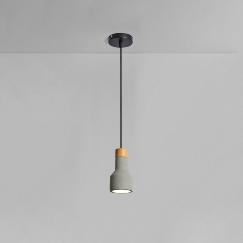 Mini Jar Shaped Cement Drop Pendant Macaron Single Green/Grey/Blue and Wood Pendulum Light for Kitchen Bar Clearhalo 'Ceiling Lights' 'Pendant Lights' 'Pendants' Lighting' 1910258