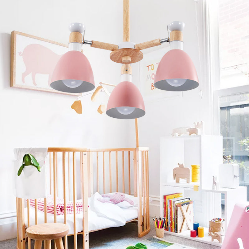 Chic Modern Hanging Pendant Lights with Dome 3 Bulbs Metal Hanging Lamp for Kid Bedroom Pink Clearhalo 'Ceiling Lights' 'Chandeliers' Lighting' options 191025_9da174d3-ea92-4a48-abe5-ff886ccc51c0