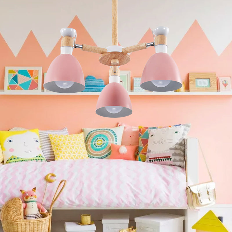 Chic Modern Hanging Pendant Lights with Dome 3 Bulbs Metal Hanging Lamp for Kid Bedroom Clearhalo 'Ceiling Lights' 'Chandeliers' Lighting' options 191026