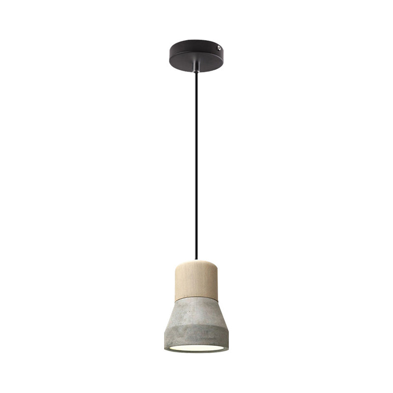 Cement Bottle Small Hanging Lamp Macaron Single Red/Grey/Green Ceiling Pendant Light with Wood Top Clearhalo 'Ceiling Lights' 'Pendant Lights' 'Pendants' Lighting' 1910274