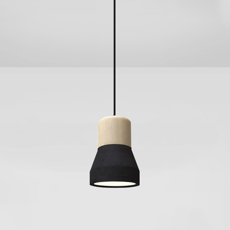 Cement Bottle Small Hanging Lamp Macaron Single Red/Grey/Green Ceiling Pendant Light with Wood Top Clearhalo 'Ceiling Lights' 'Pendant Lights' 'Pendants' Lighting' 1910281