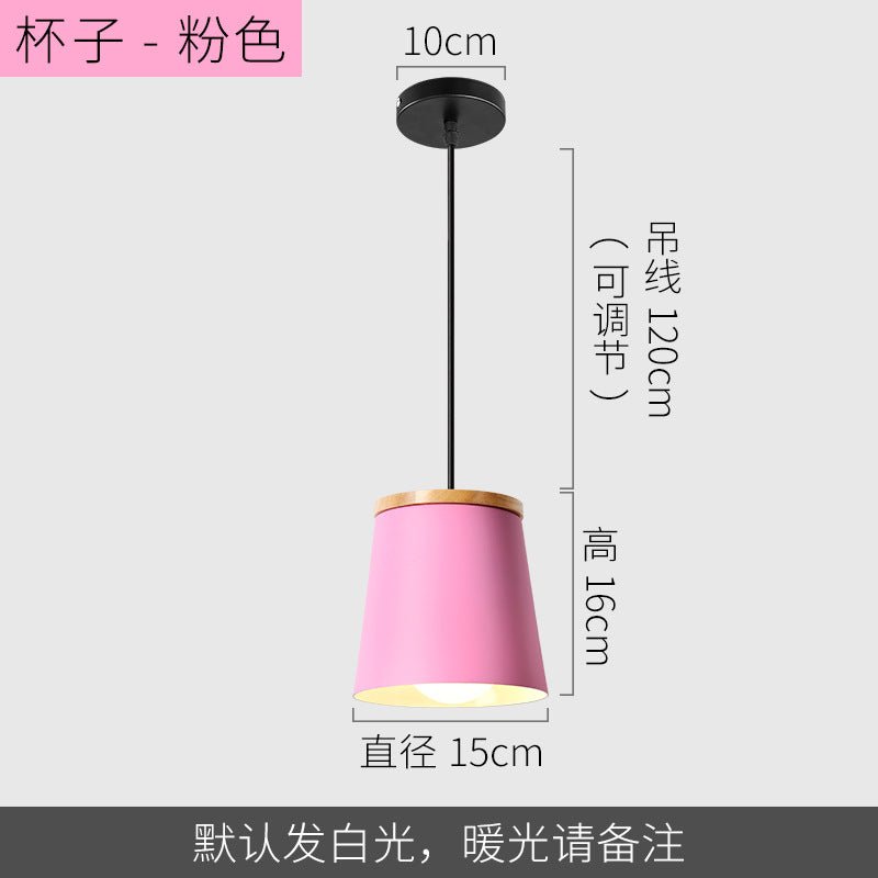 1 Bulb Kitchen Dinette Drop Lamp Macaron Pink Pendant Ceiling Light with Bottle/Badminton/Cone Metal Shade Clearhalo 'Ceiling Lights' 'Pendant Lights' 'Pendants' Lighting' 1910299