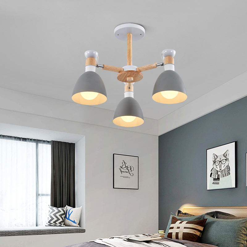 Chic Modern Hanging Pendant Lights with Dome 3 Bulbs Metal Hanging Lamp for Kid Bedroom Grey Clearhalo 'Ceiling Lights' 'Chandeliers' Lighting' options 191031_716326da-9a13-4e72-9a28-e2a2e593f09e